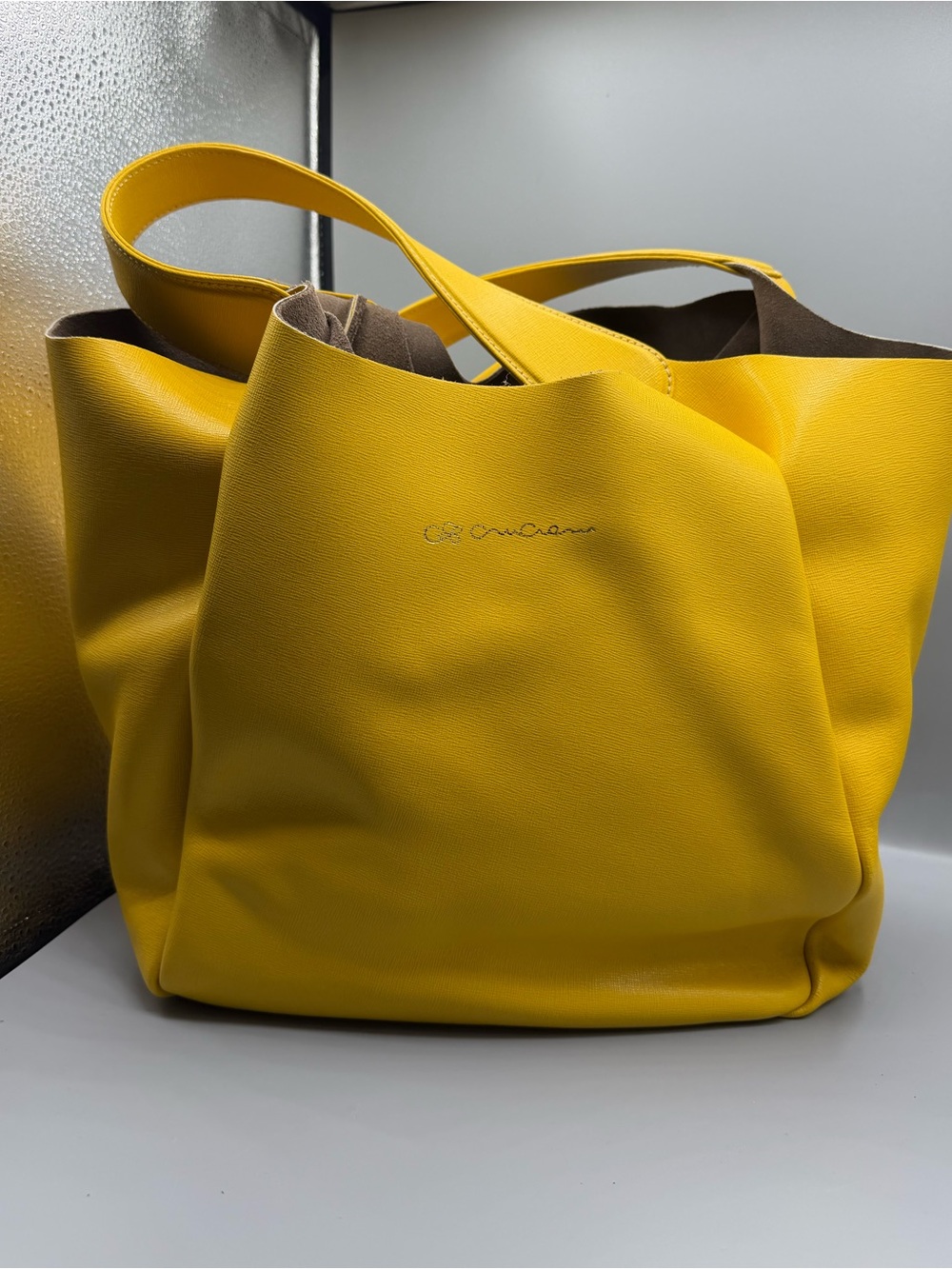 Cruciani Bright Yellow Leather Tote